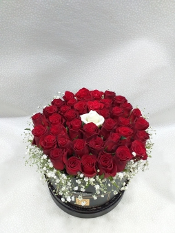 dekoratif kutuda kırmızı güller 