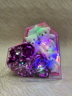 	 Prizma Kutu içerisinde Güllü & Ayıcık Ledli